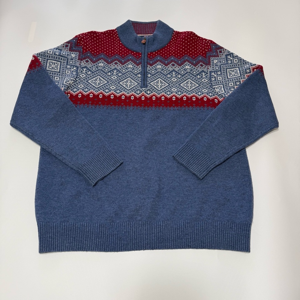 Vineyard Vines by Shep and Ian Blue and Red Zip-Up Sweater